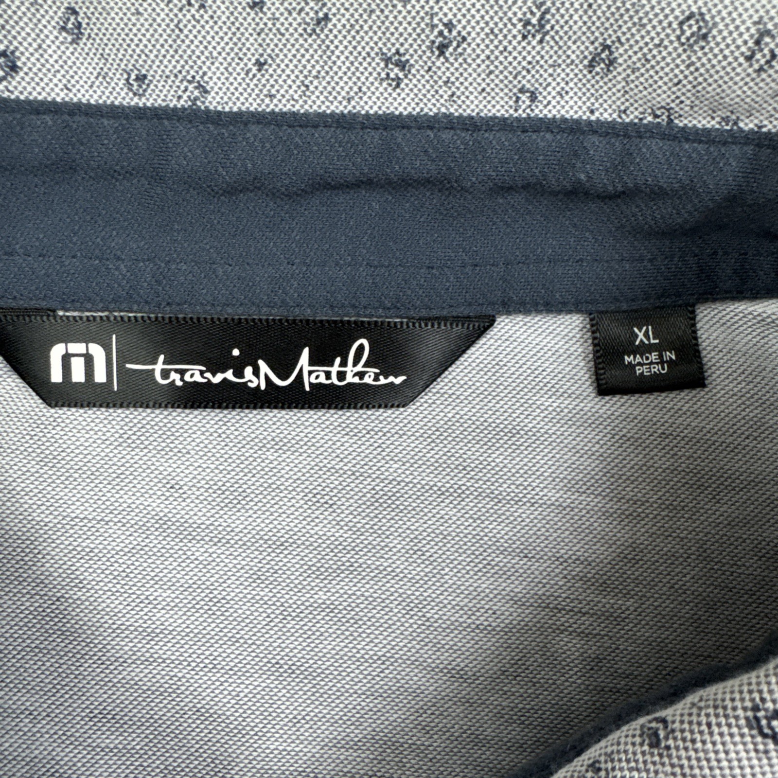 Travis Mathew Men’s Golf Polo Shirt Gray All Over Print Pima Cotton Size XL