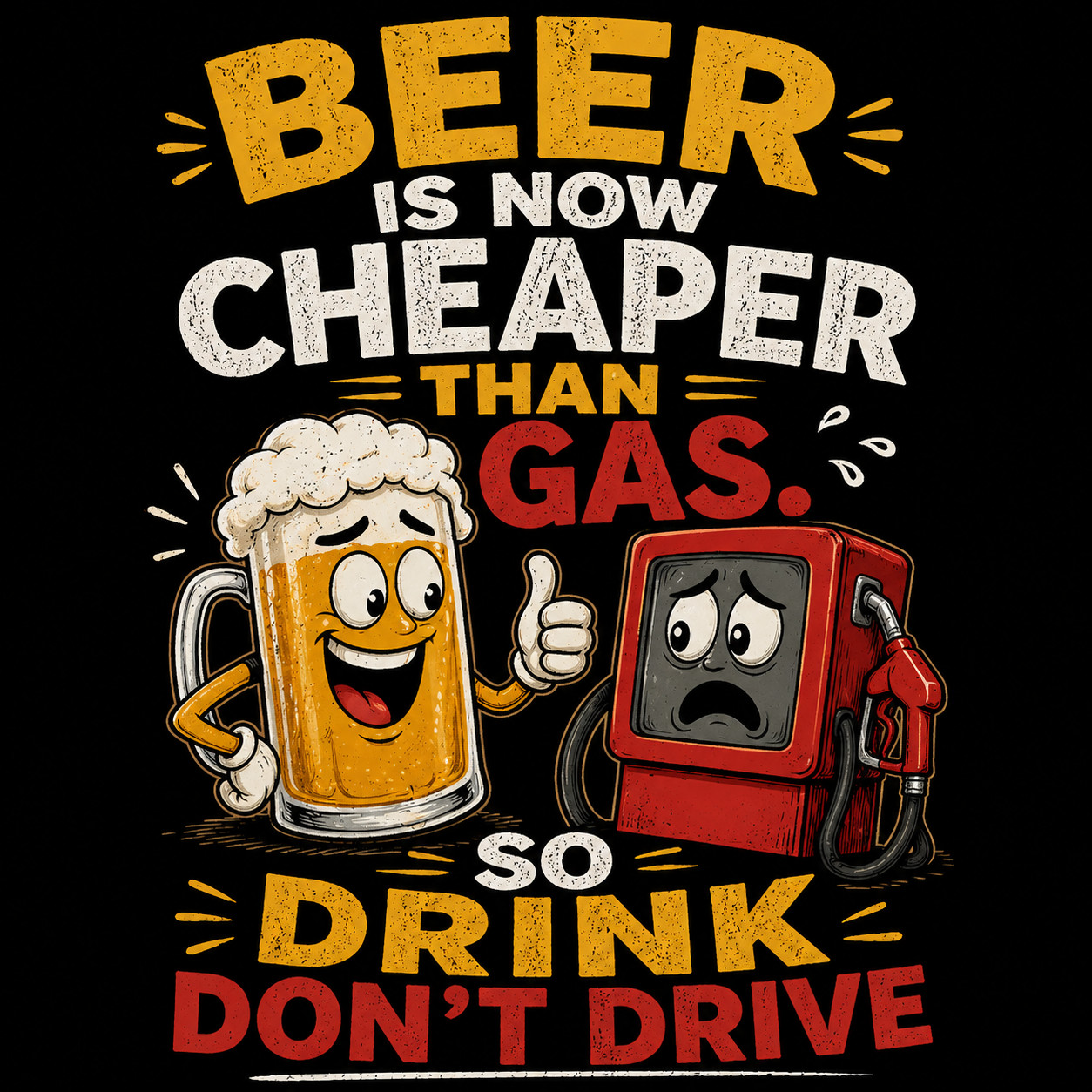 FUNNY T-SHIRT-BEER IS NOW CHEAPER-BELLA CANVAS 3001 -SIZE MED-BLACK TEE