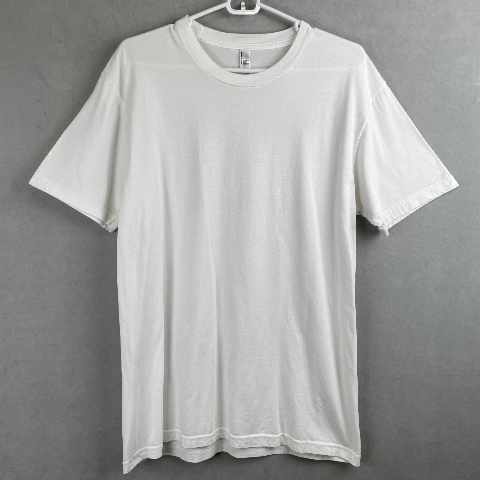 American Apparel White Crewneck T-Shirt Men Large 100% Combed Cotton Made in USA