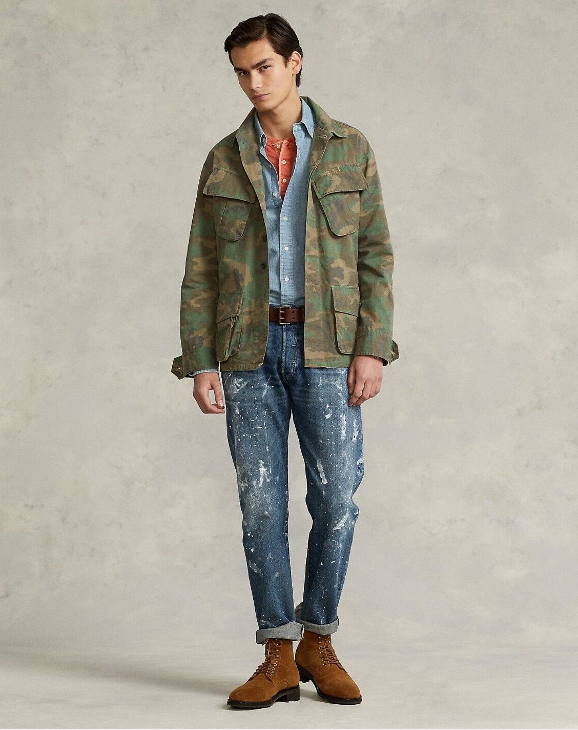 Polo Ralph Lauren Military Army Camo Officer Soldier Camp Overshirt Shirt Jacket