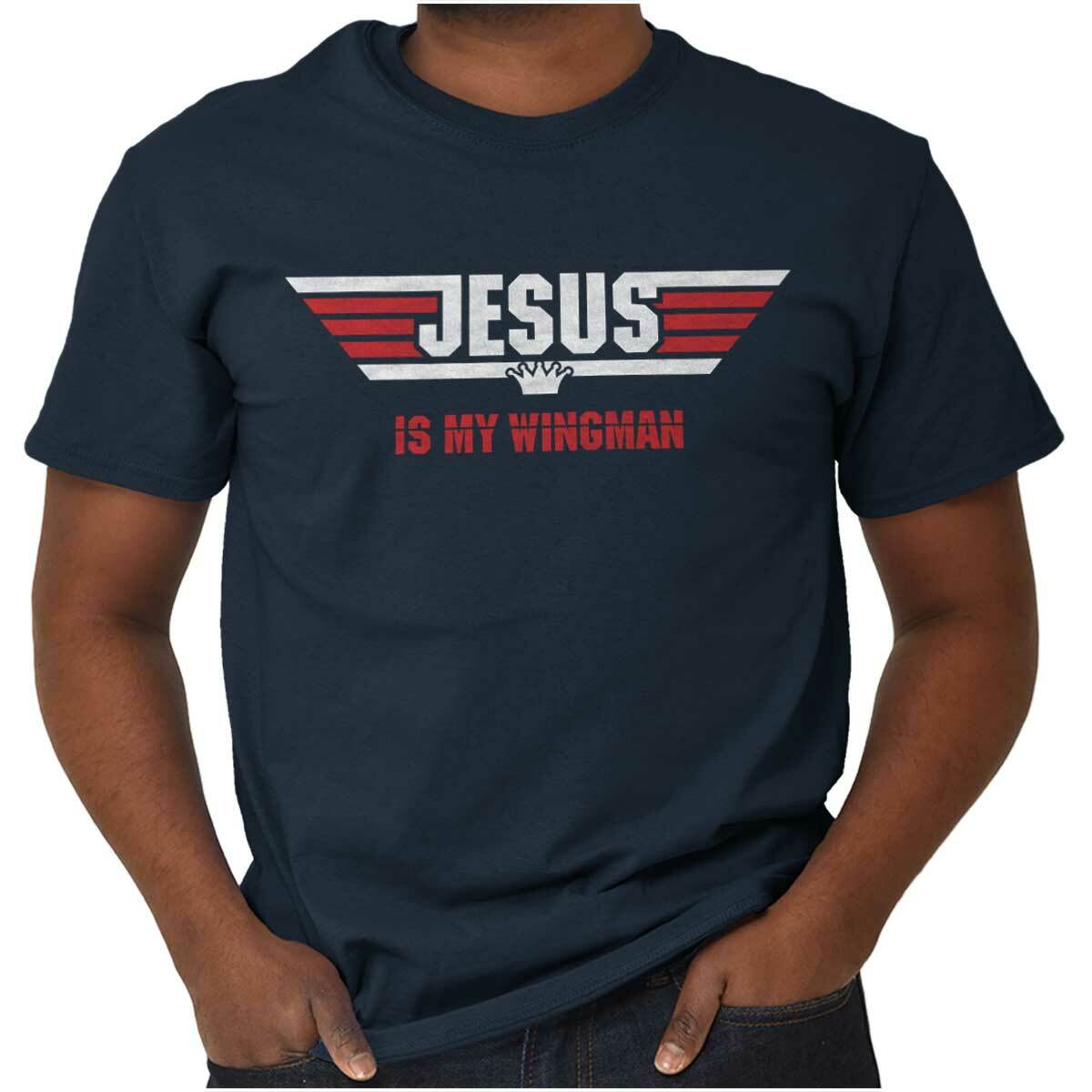 Christian Faith Religion Jesus is my Wingman Womens or Mens Crewneck T Shirt Tee