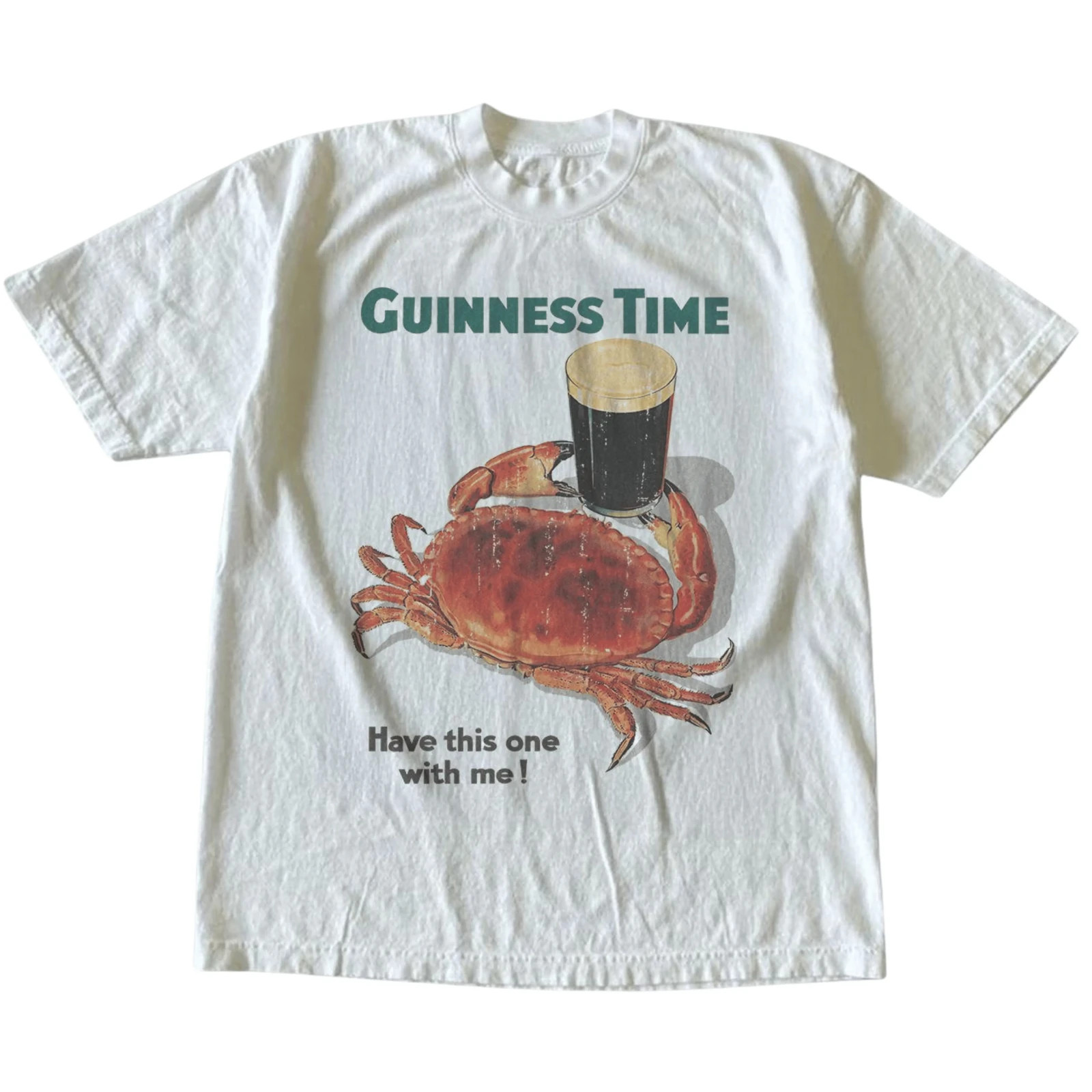 Vintage Guinness Crab Irish Beer Retro Unisex Cotton Couple Gift Tee