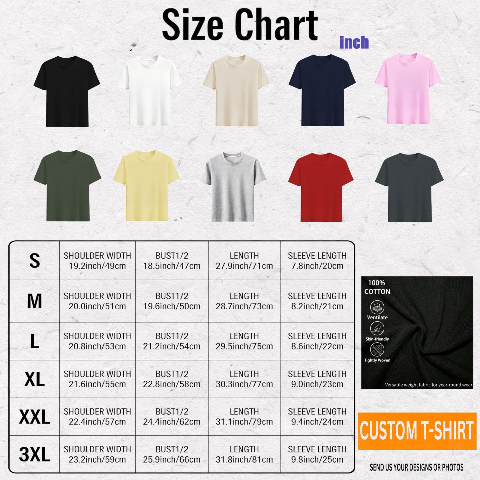 Add Your Picture Text Logo Custom Tee Personalized Unisex Soft Cotton T-Shirt