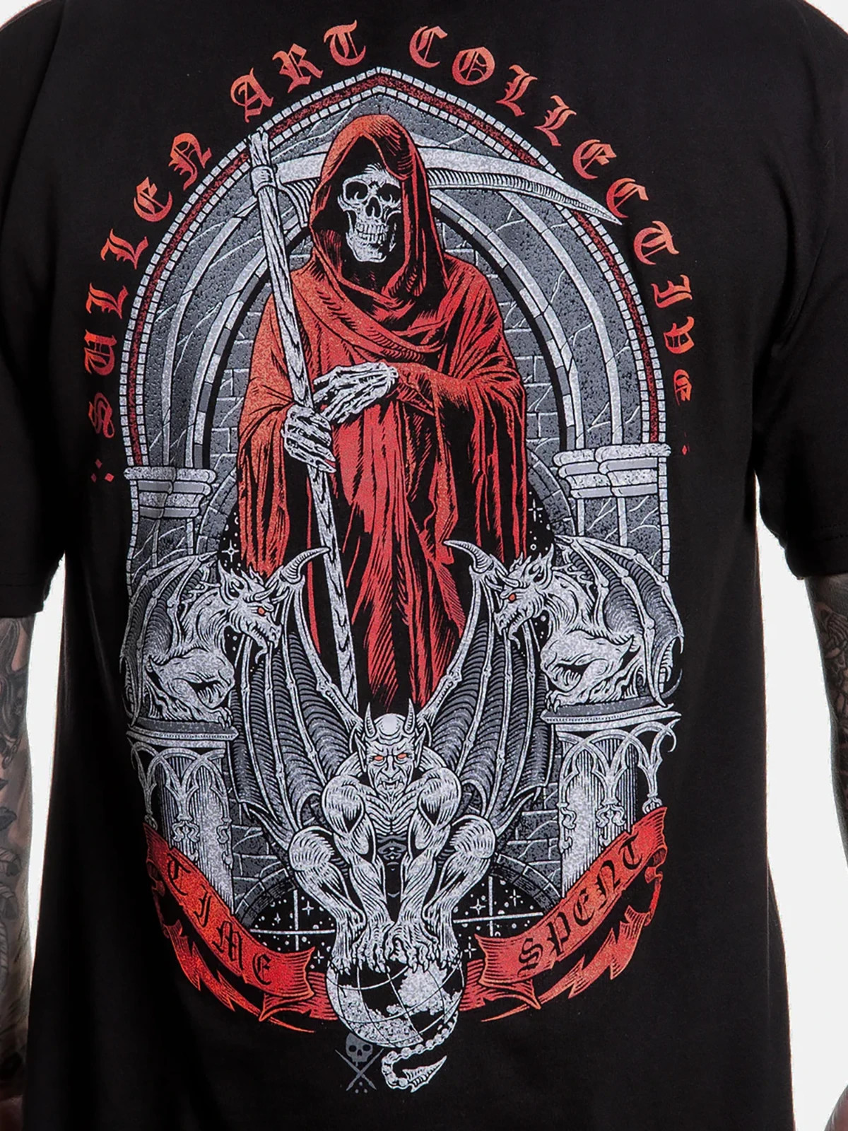 Sullen Men’s Time Spent Short Sleeve Standard T-shirt Grim Reaper Tattoo Tee