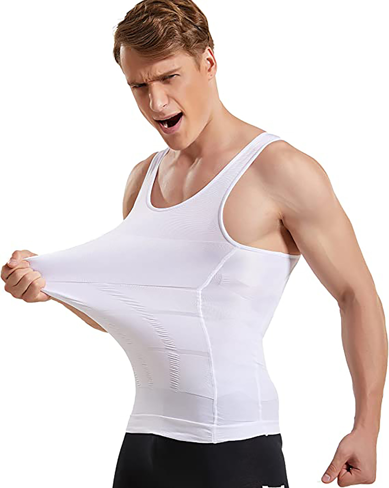 Men’s 3 Pack Compression Shirt Slimming Body Shaper Vest Gym Workout Tank Top