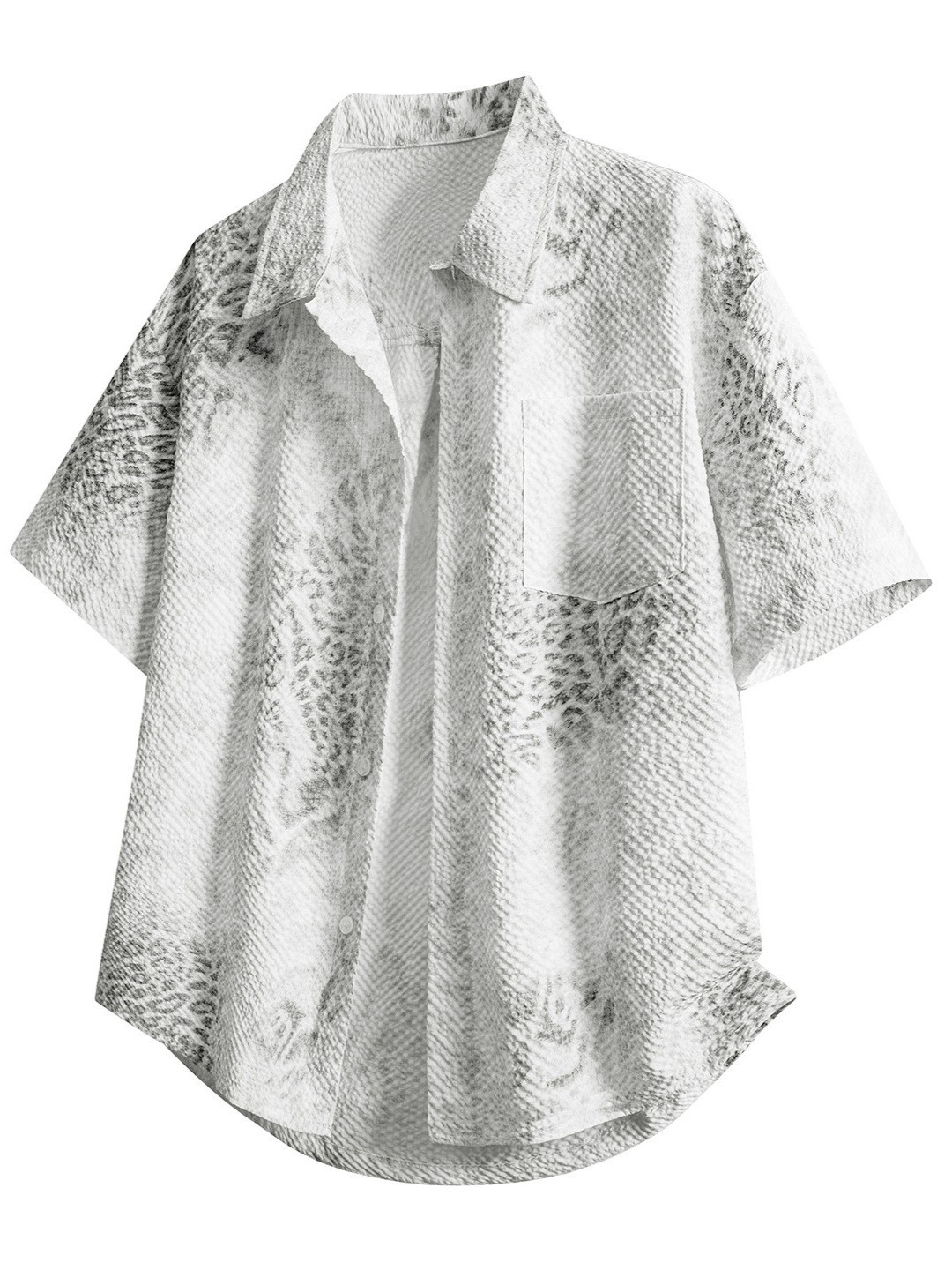 Designer Style Men Tie Dye Shirt Seersucker Casual Loose Beach Summer Tops M-3XL