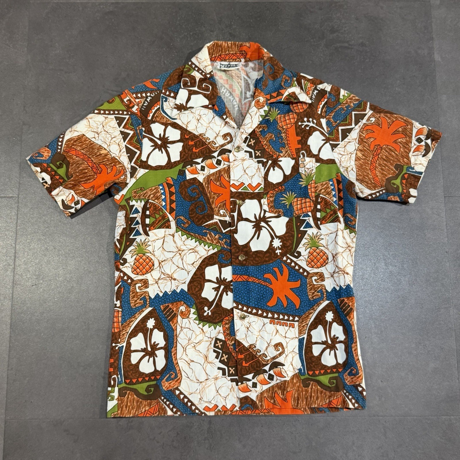 Vintage 60s 70s Napili Hawaiian Pineapple Floral Shirt