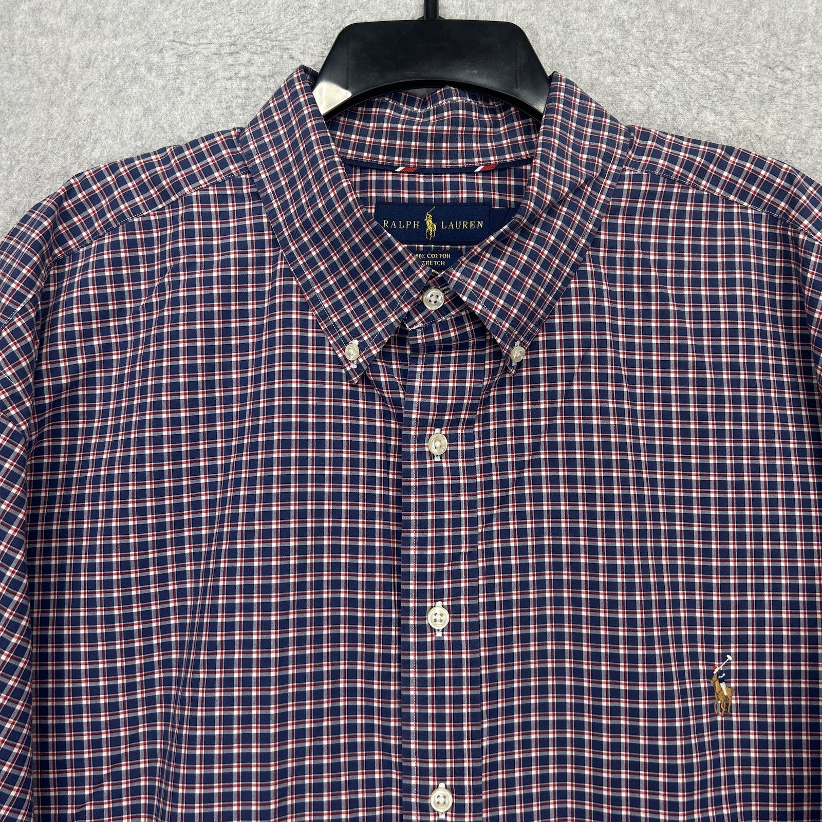Ralph Lauren Shirt Mens 3XB Blue Plaid Long Sleeve Button Down Casual Stretch