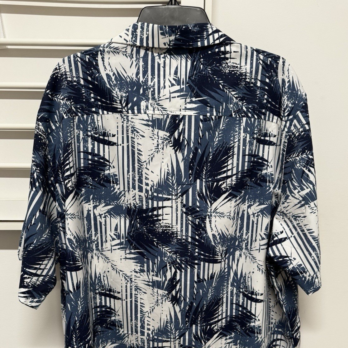 Coolibar Mens XXL UPF 50+ Sun Protection Shirt Navy Tropical Palm Button Down