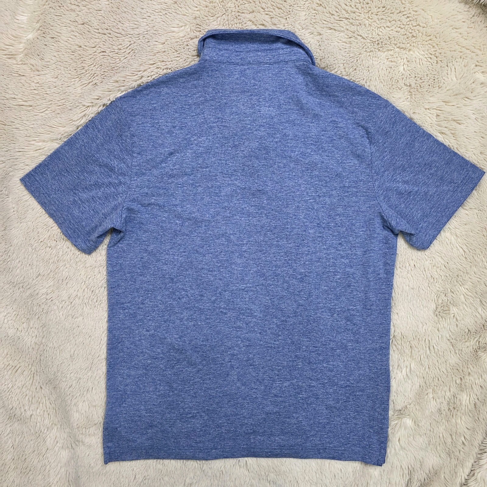 01.Algo Mens Medium Blue Performance Polo Shirt SPF Anti Odor Quick Dry Eco