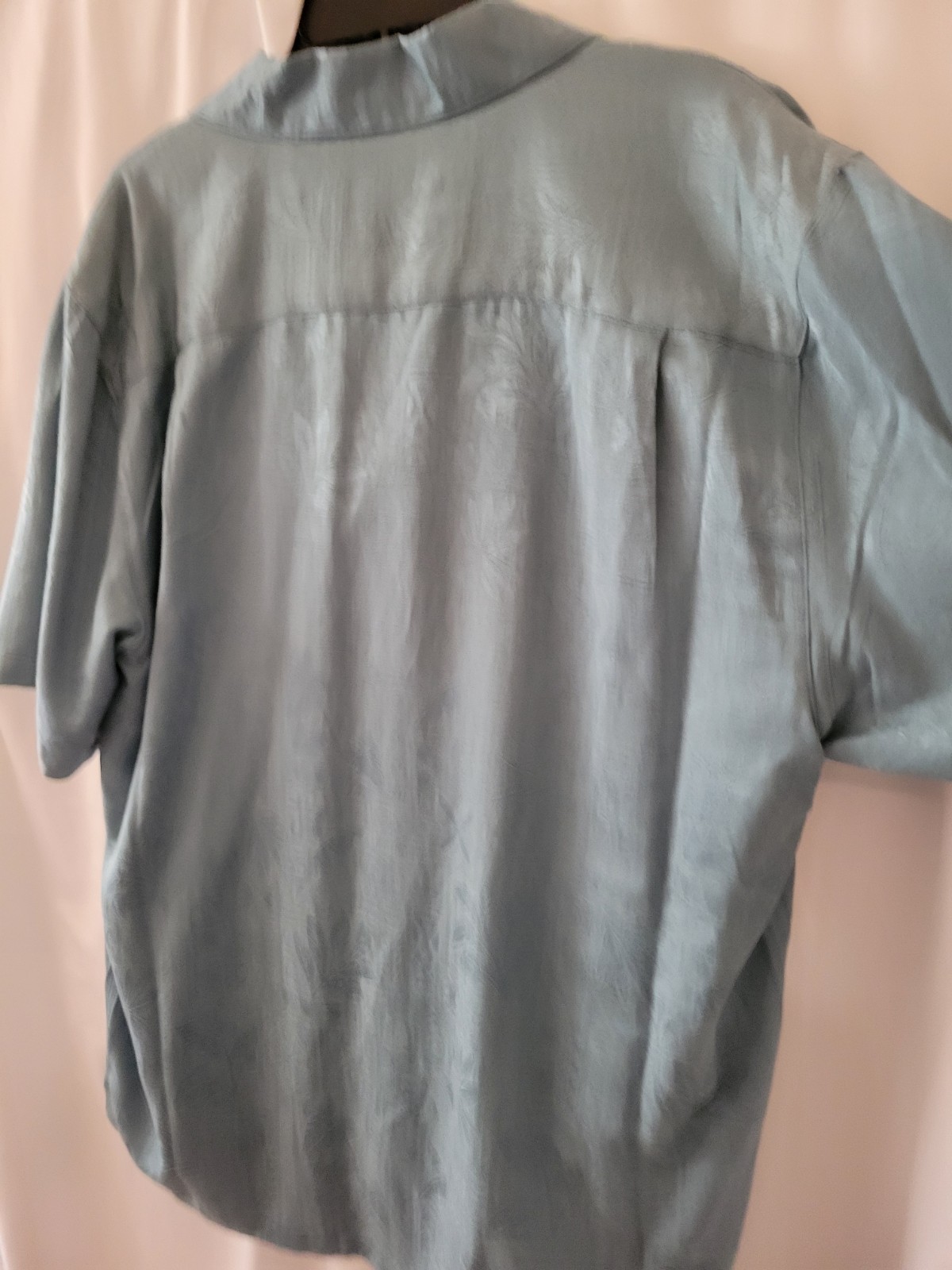 100% Machine Men’s Washable Silk Smokey Blue Batik Bay Hawaiian SS Shirt Medium