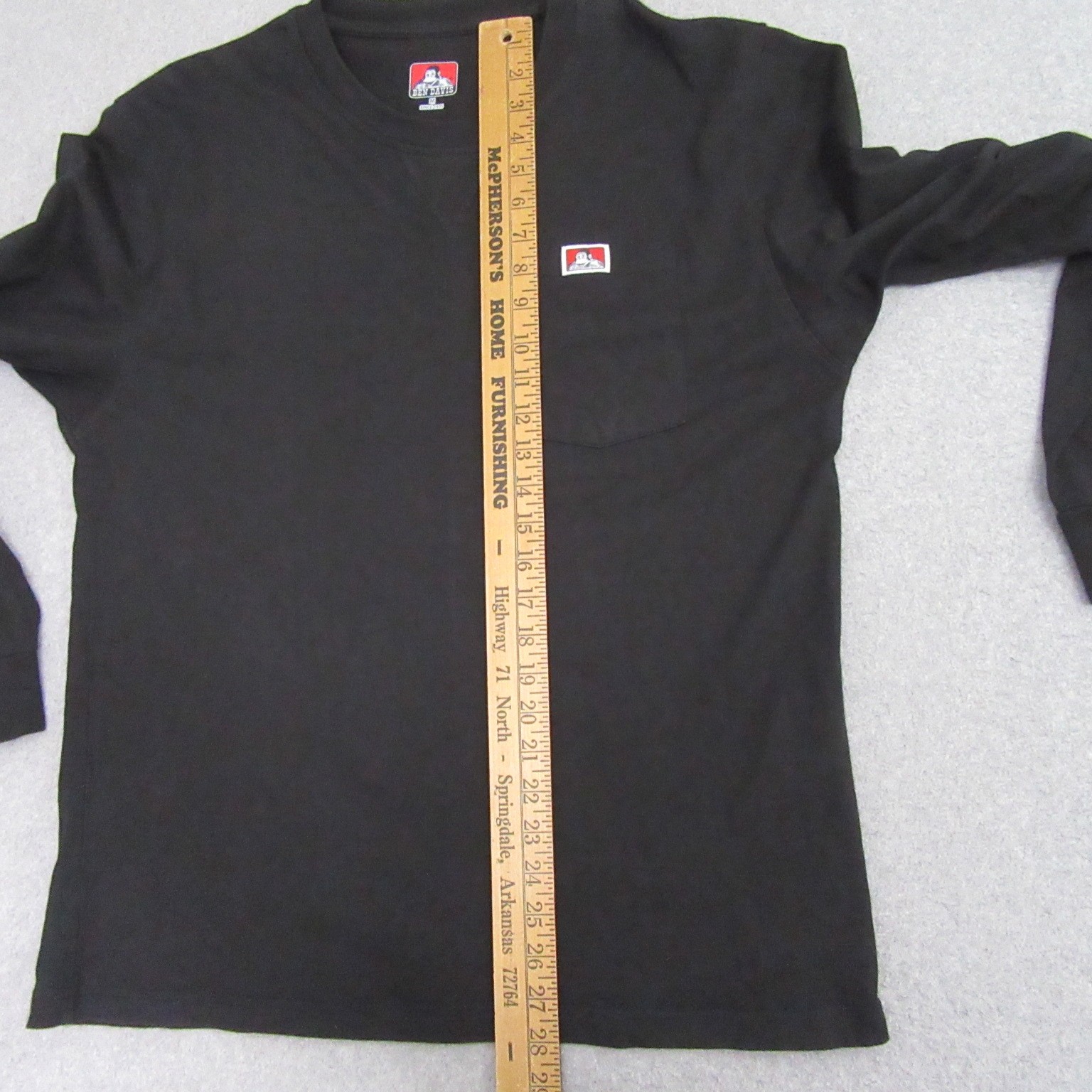 Ben Davis Mens Long Sleeve T Shirt M Black Pocket Workwear Pullover Tee