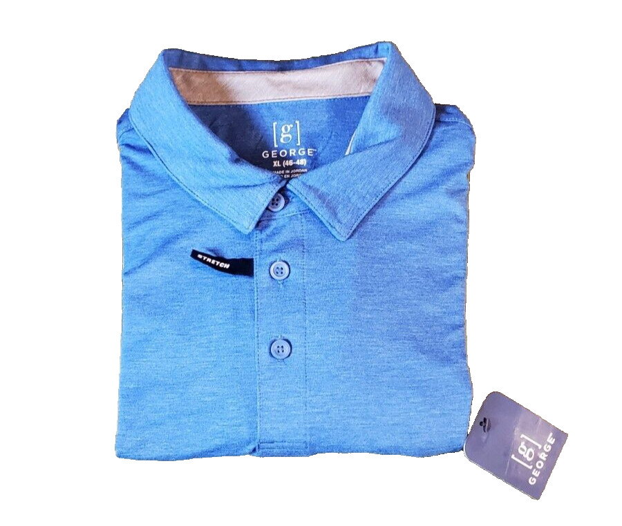 George Men’s Stretch Polo Short Sleeve Shirt Royal Blue Size XL (46-48)