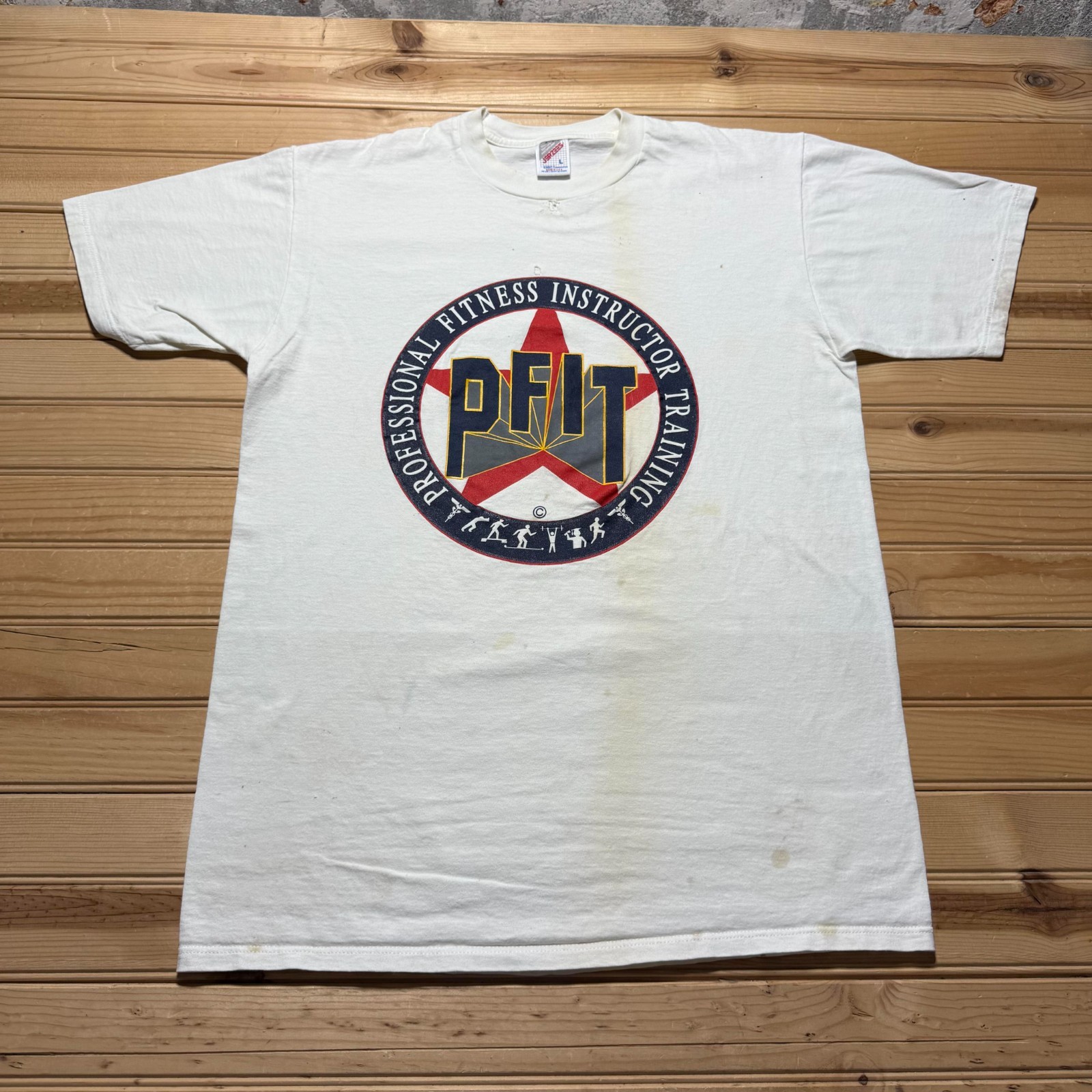 Vintage 90s PFIT Professional Fitness Instructor Training T-Shirt USA – Large
