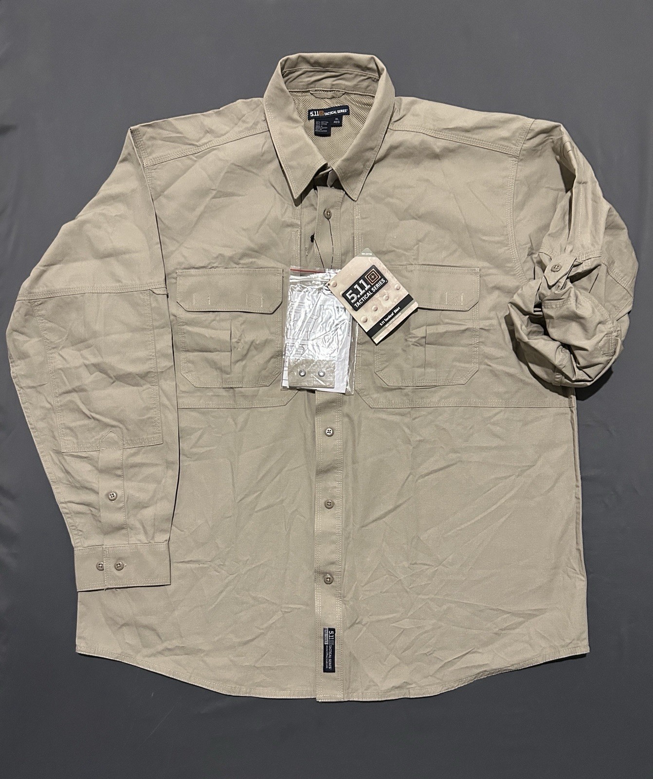 5.11 Tactical Series Shirt Mens XL Khaki Long Sleeve Canvas Military Style 72157