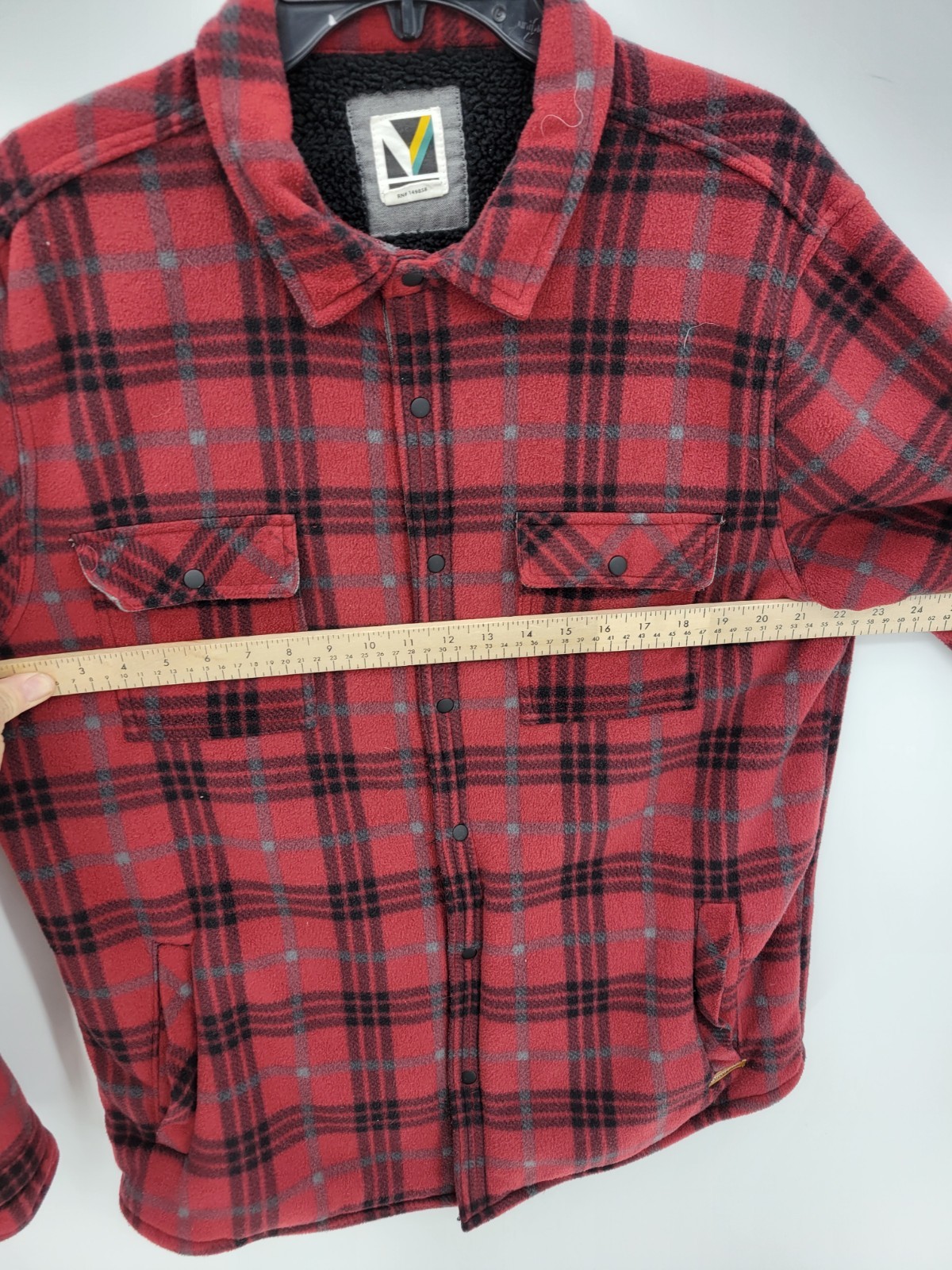 Voyager Shirt Jacket Mens Large Red Plaid Fleece Lined Shacket Outdoor Casual