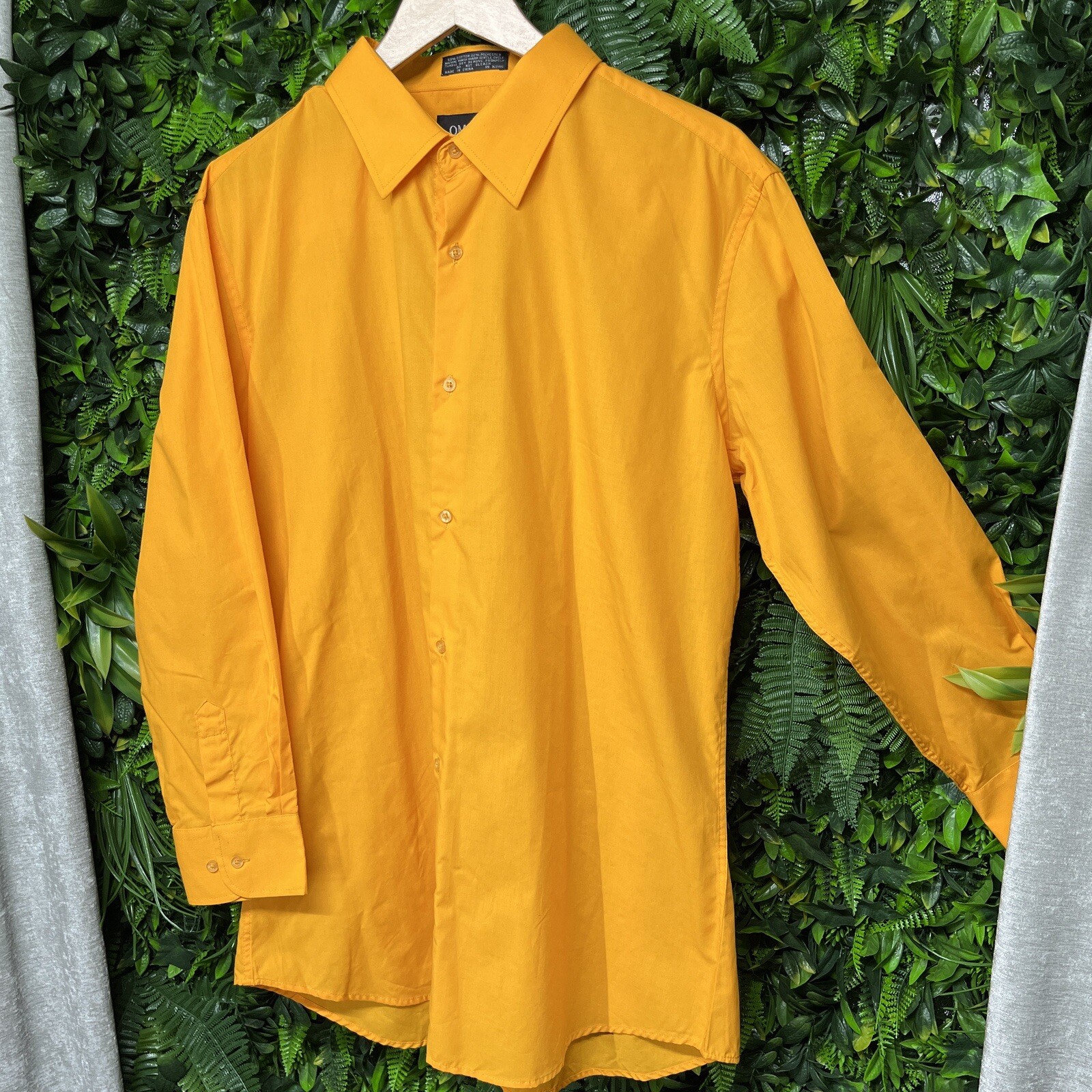 OMEGA ITALY Mens Shirt XL Orange Button Collared Slim Fit Long Sleeve 1749