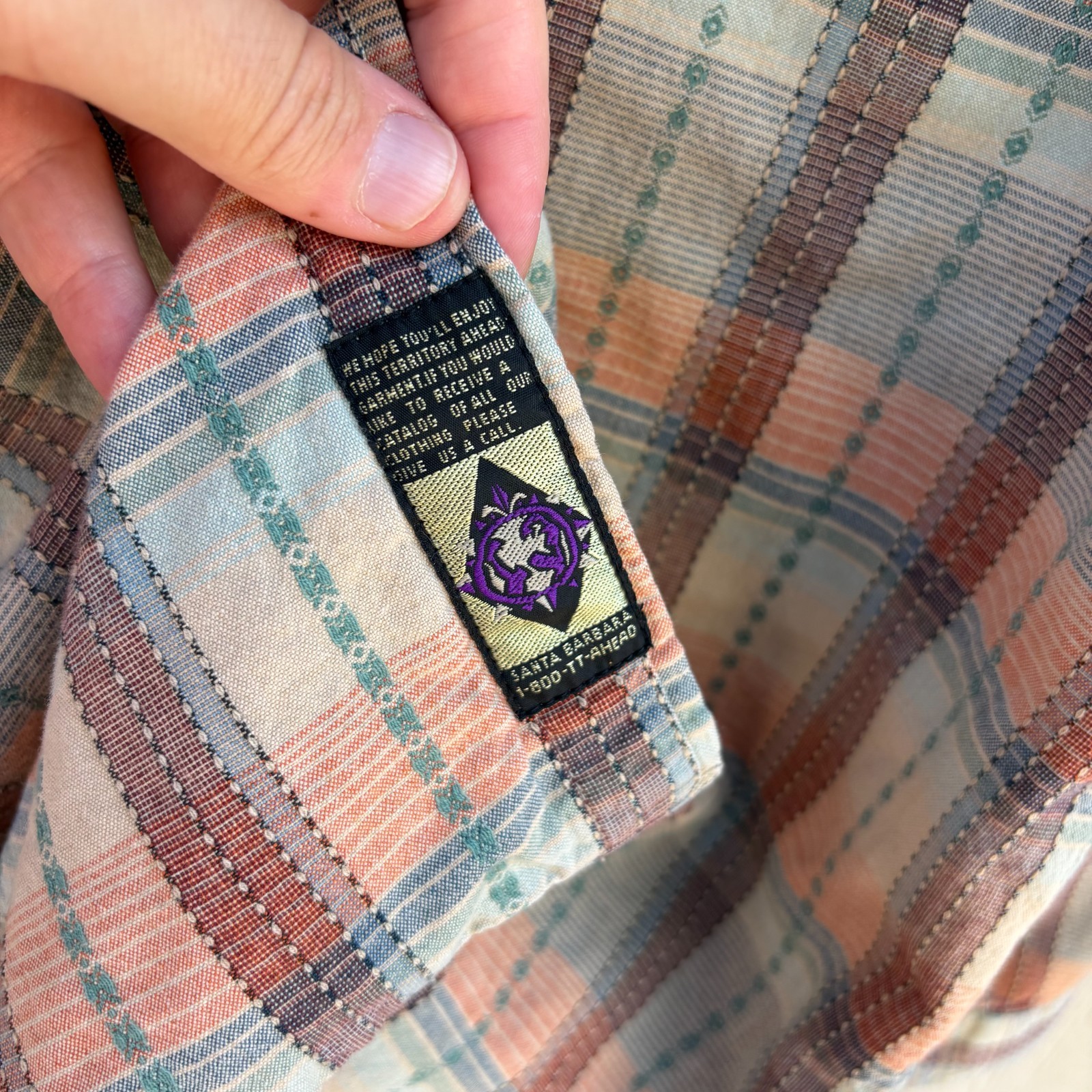 The Territory Ahead Button Down Shirt Men’s XL Multi Color Plaid Textured Boho