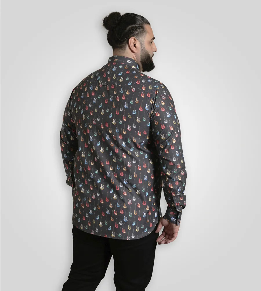 D555 Duke Big Mens Long Sleeve Shirt Guitar Print 2XL 3XL 4XL 5XL 6XL (111802)