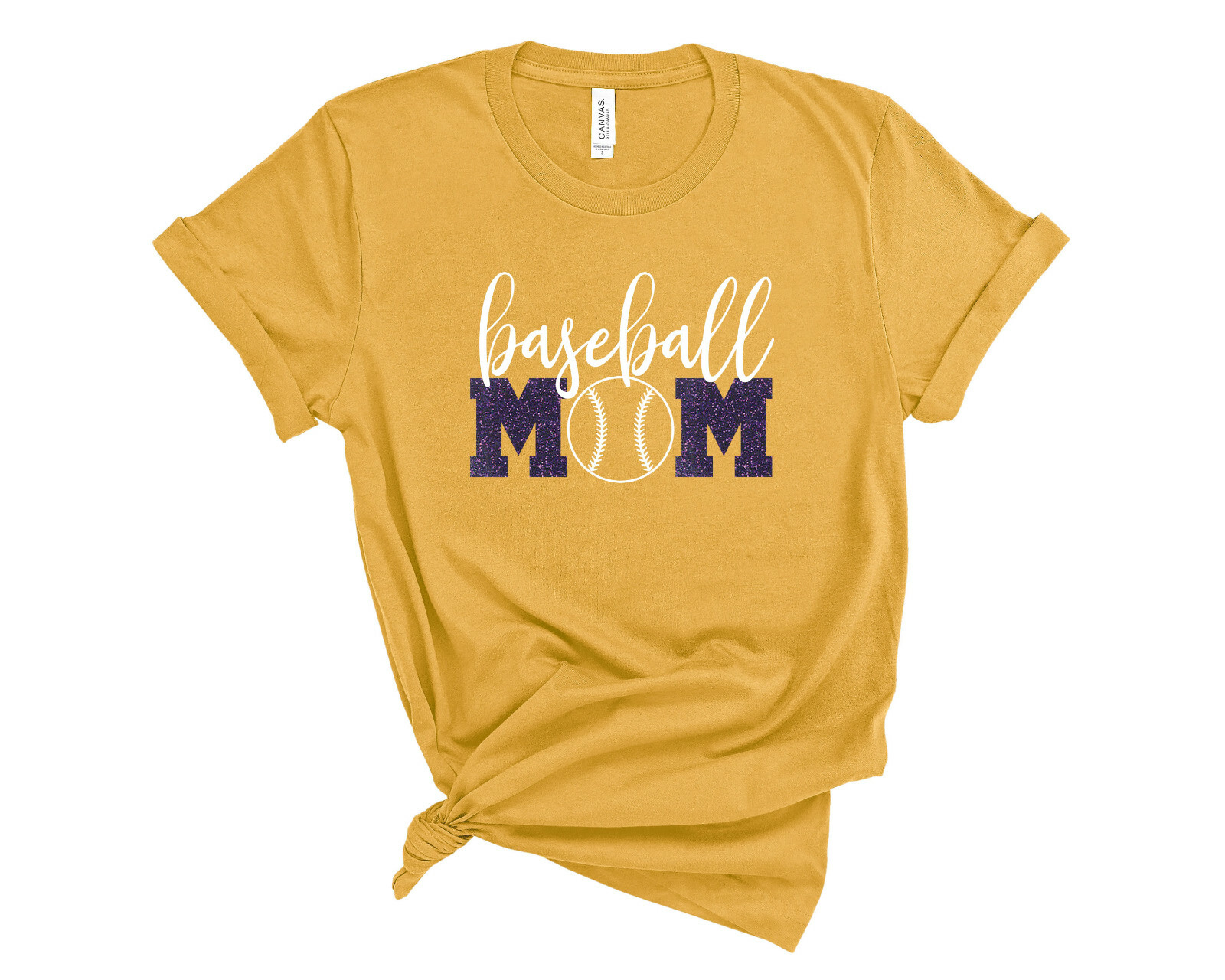 Personalized Baseball Mom Glitter T-Shirt Custom Baseball Mom Sports Tee