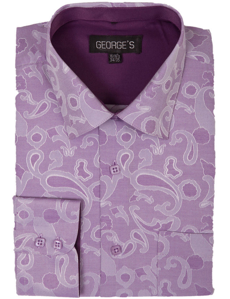 Men’s Cotton Blend Paisley Design Classic Fit Casual Dress Shirt
