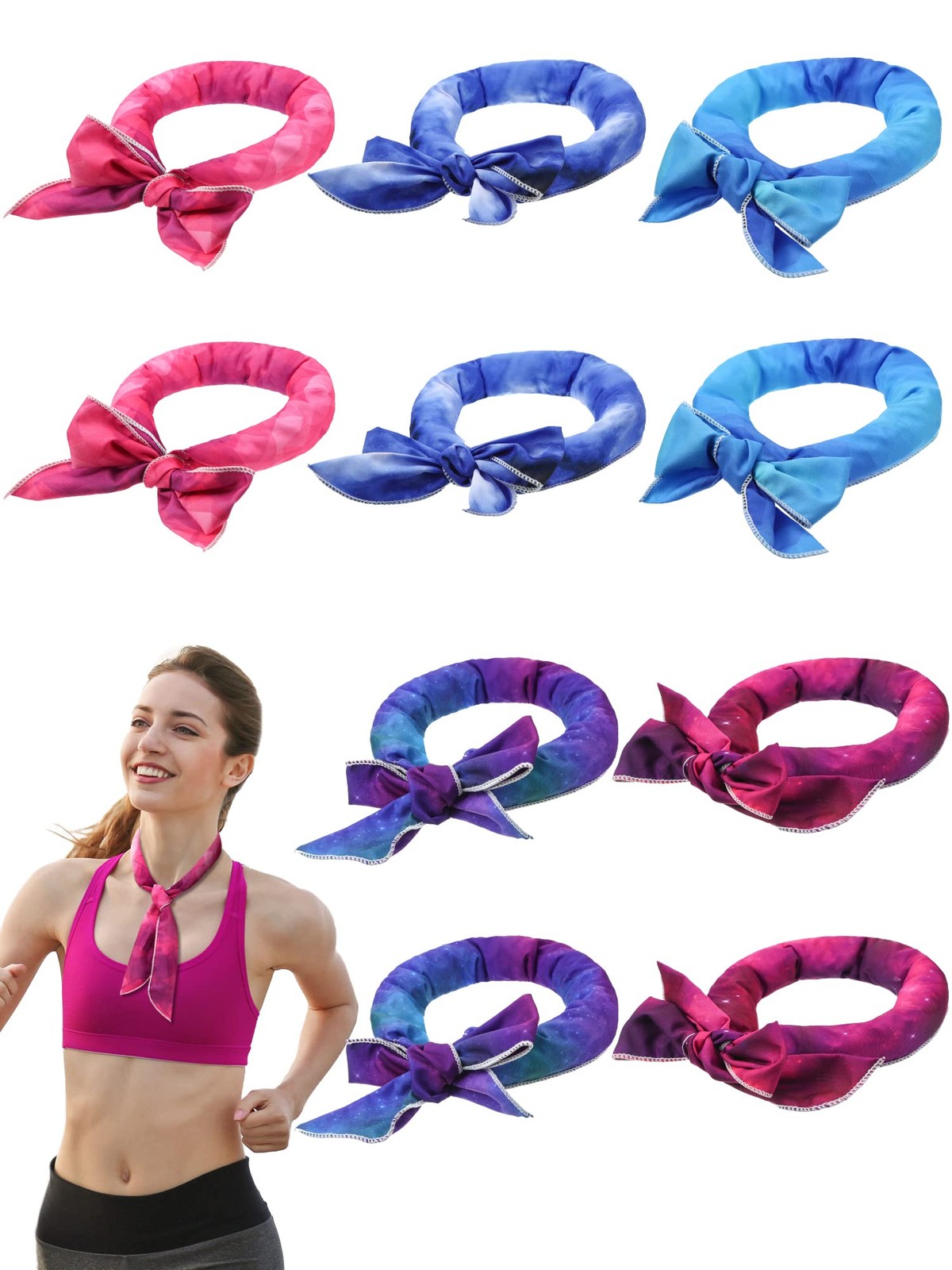 Tie Dye Cooling Neck Wraps 10 Pcs Ice Bandanas Summer For Men Women Camping Runn