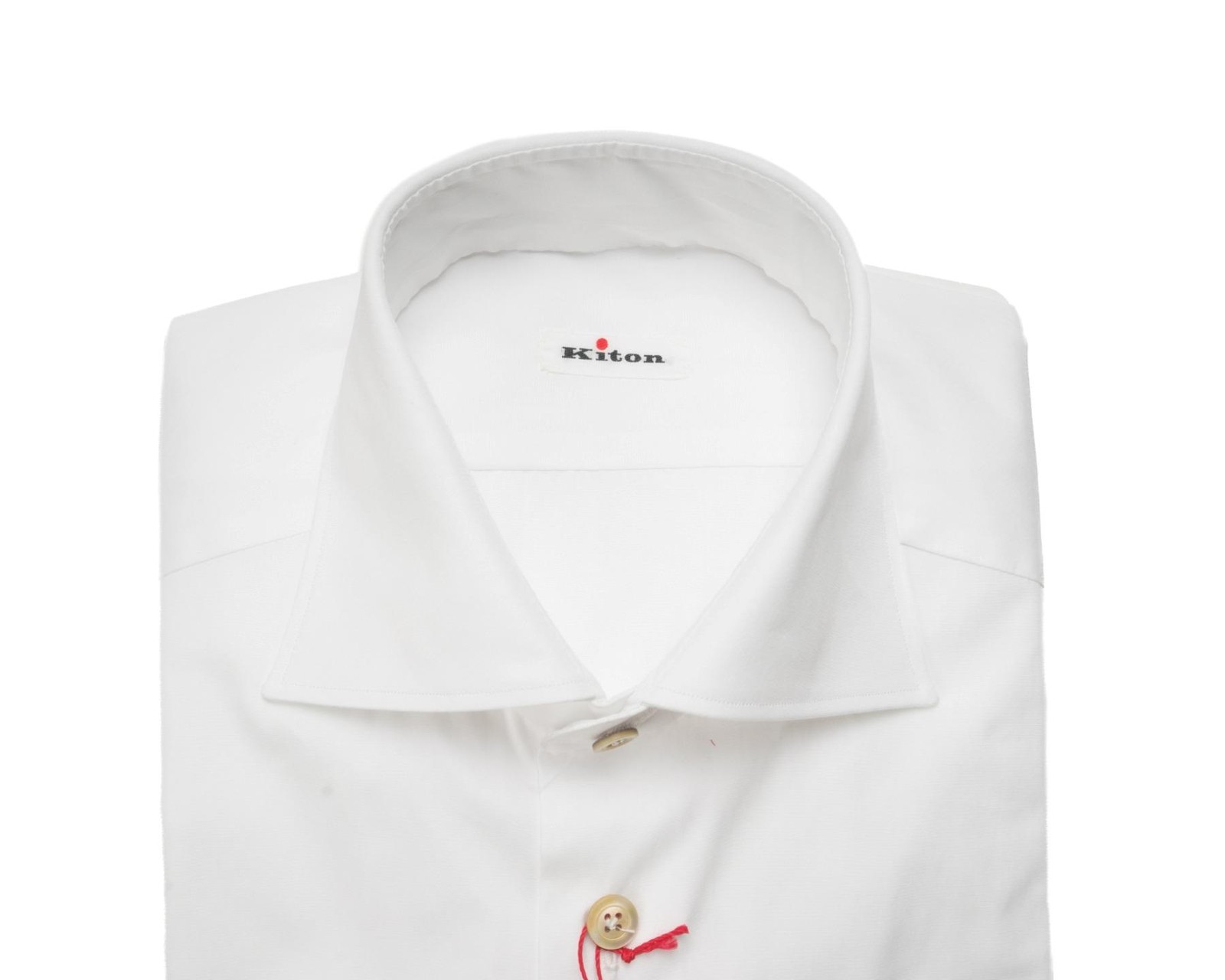 Kiton $1,195 NWT Solid White Cotton Spread Collar Dress Shirt (40 eu) 15.75 US