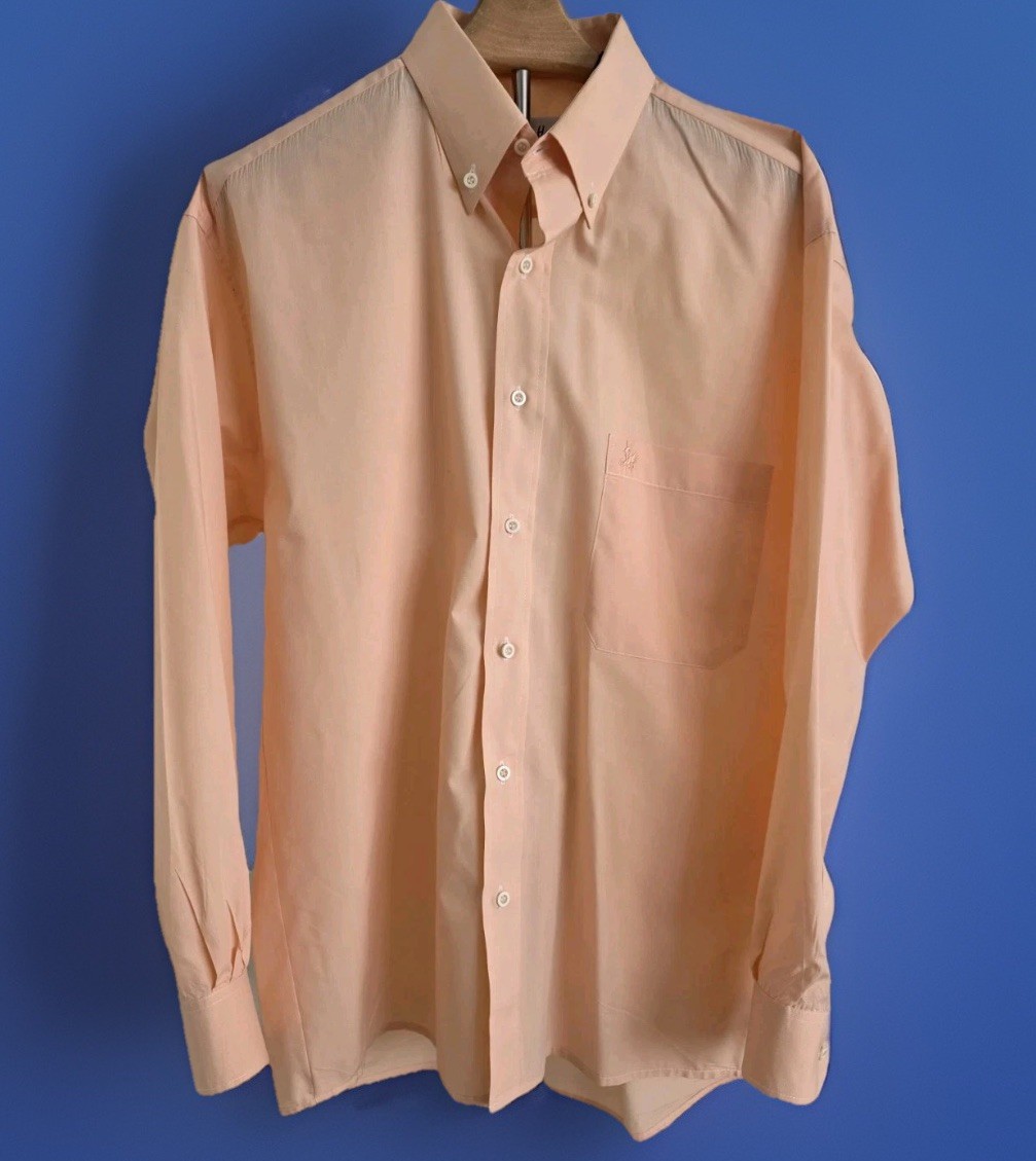 Mario Haddad Mens Dress Shirt Sz Med Color: Peach, Preppy, College, Designer