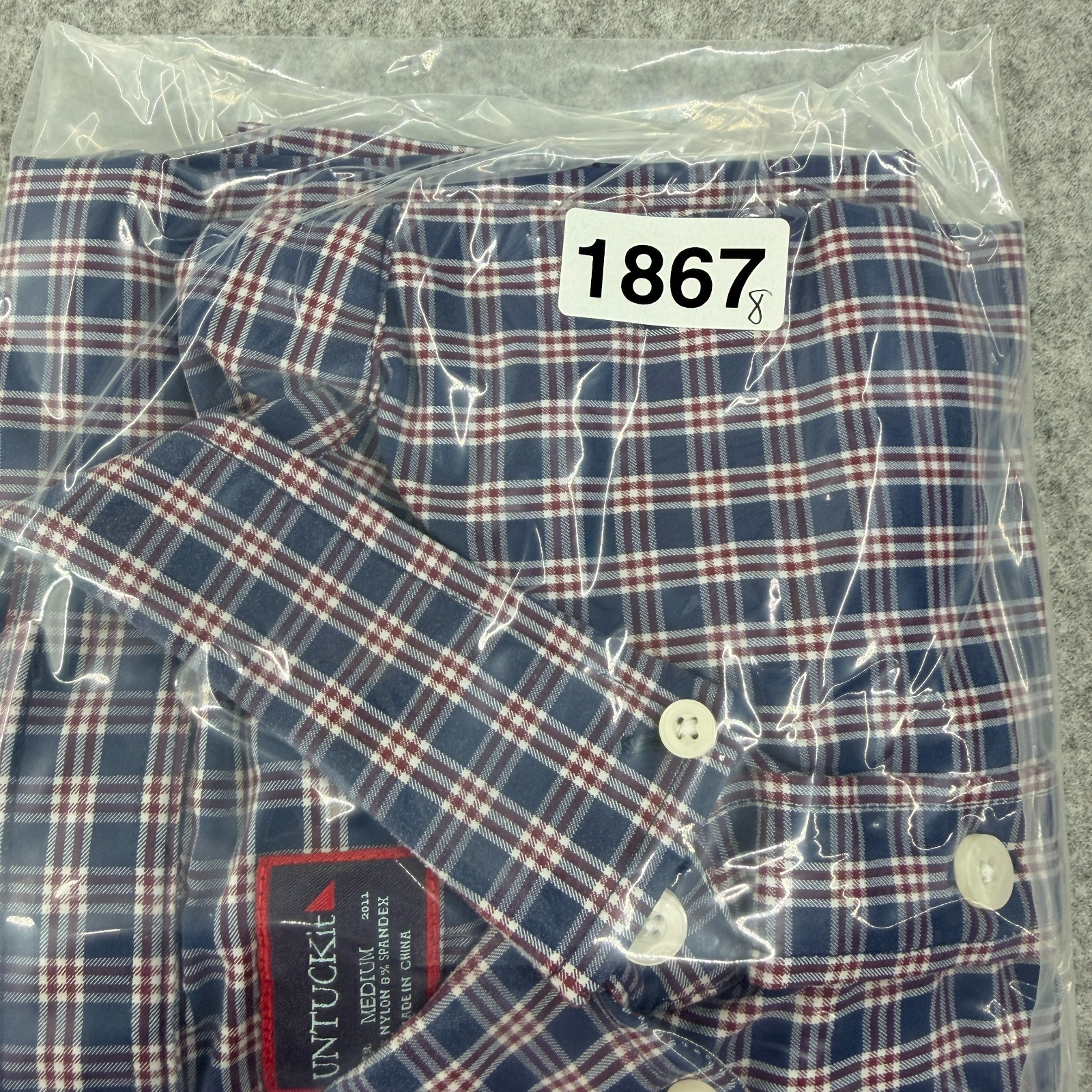 Untuckit Men’s Long Sleeve Button Down Shirt Medium Blue Plaid Preppy Classic