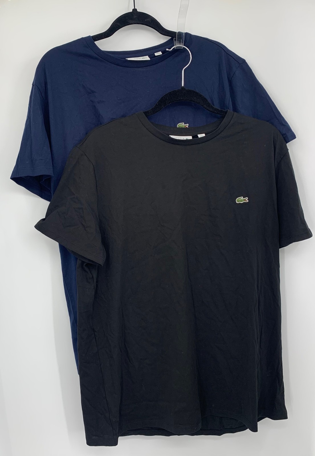 Lot of 2 Lacoste Navy Black Cotton Short Sleeve T-Shirt NEW sz XL (REGULAR FIT)