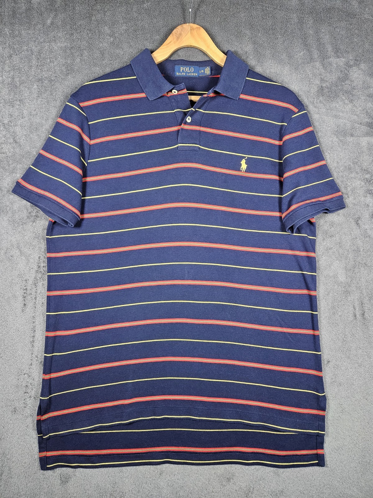 Polo Ralph Lauren Polo Shirt Multicoloured Stripes Men’s Size L Soft Feel Cotton