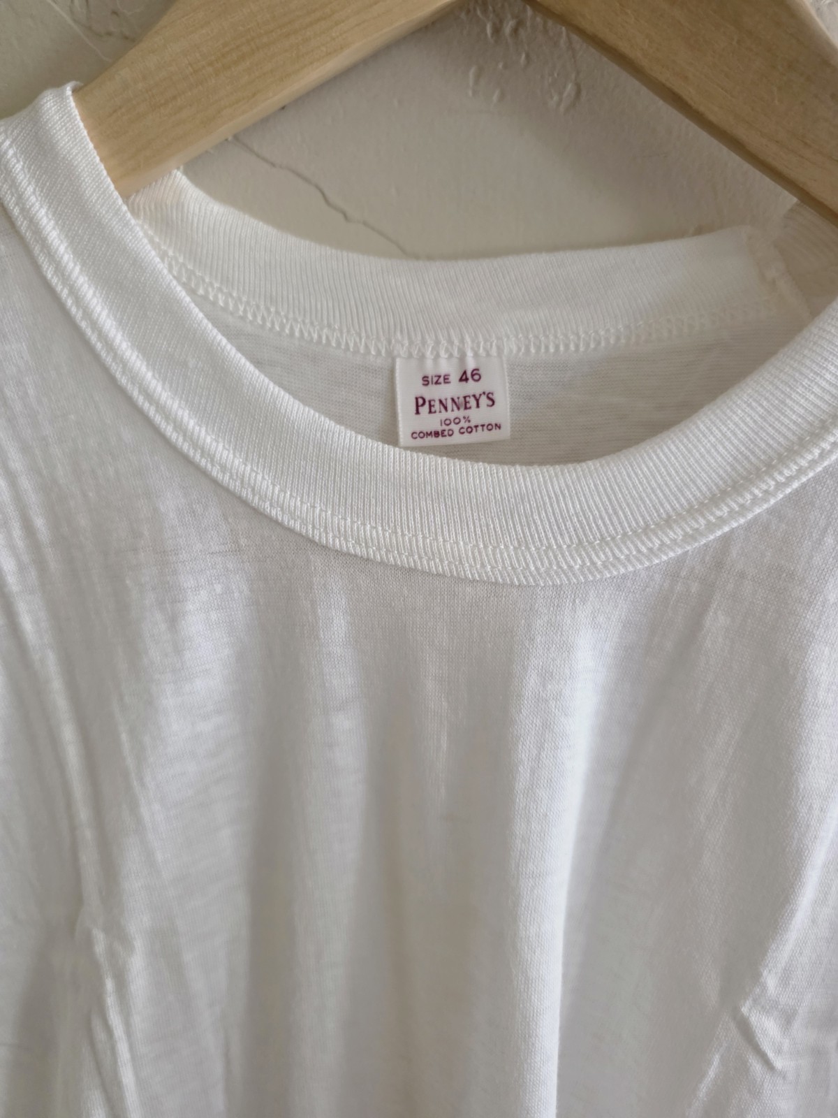 New NWOT Vintage 50s Penny’s White Blank Soft T-shirt Size 46 100% Combed Cotton
