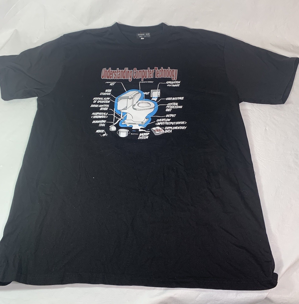 VINTAGE 80s T-Shirt,COMPUTER TECH BATHROOM HUMOR Retro Classic Y2K