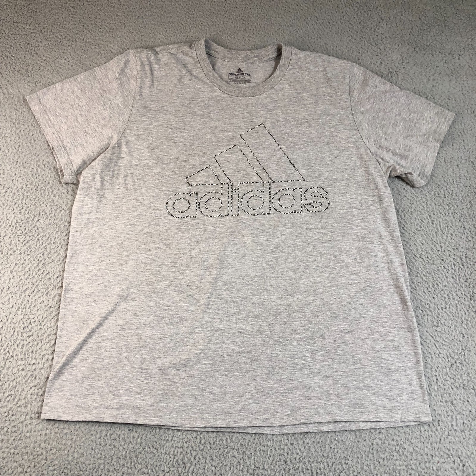 Adidas Shirt Mens XL Gray Solid Graphic Logo Print Amplifier Tee Sportswear