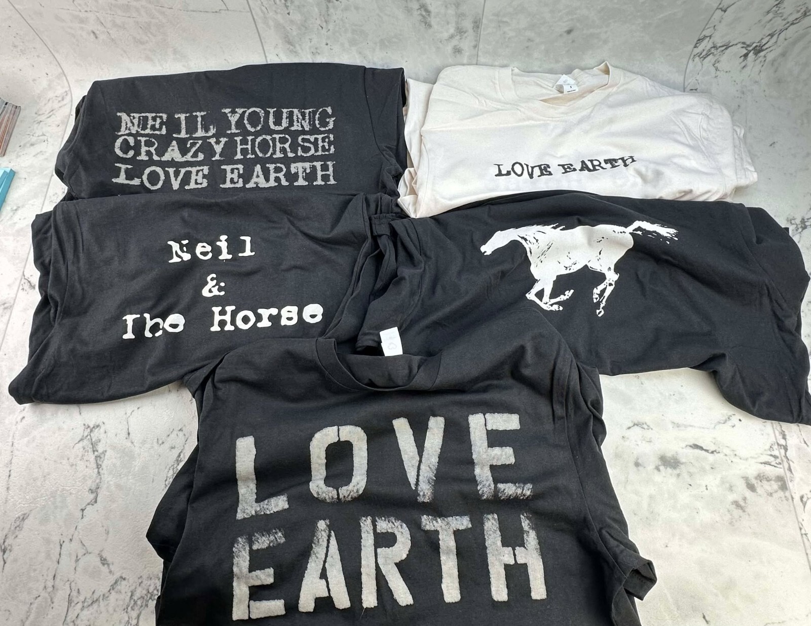 Lot of 5 Neil Young 2024 Crazy Horse Love Earth Tour T-Shirts Official Merch