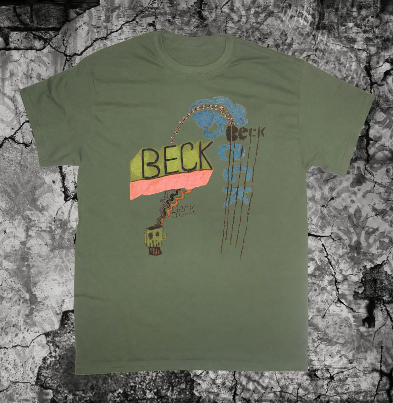 Beck Band Tour Rock Music Unisex Tee Short Cotton Shirt Military Green MK035