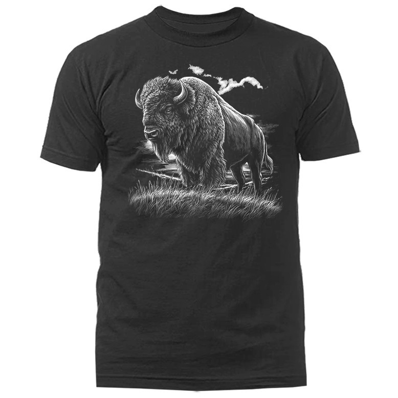 American Bison Buffalo Hilltop T-Shirt Wildlife Western Tee