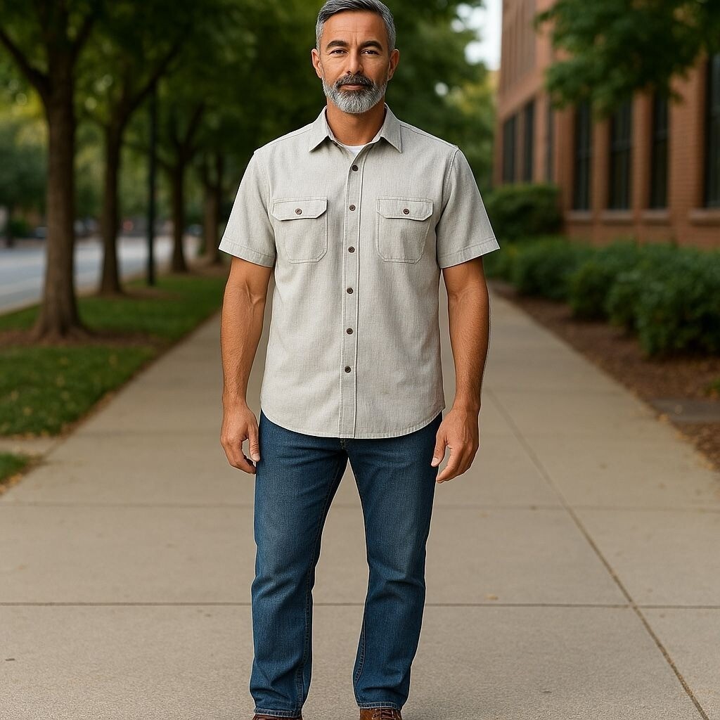 Mens Med Shirt Linen Cotton Classic Outdoor Beige Short-SleeveG.H. Bass & Co