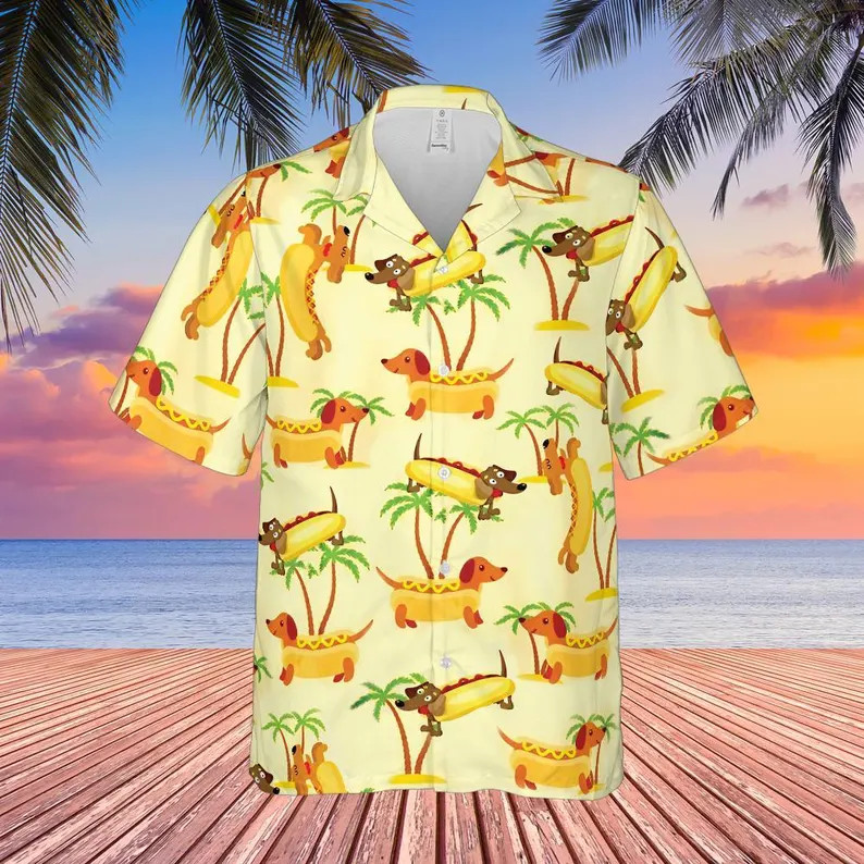 Hot Dog Novelty Quirky Hawaiian Shirt Summer Beach Aloha Sasquatch