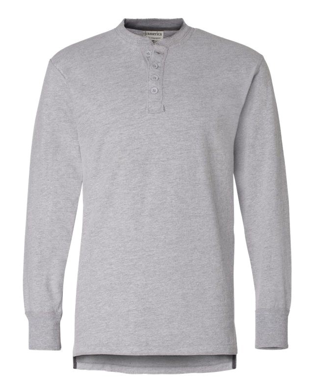 J. America Mens Vintage Brushed Jersey Henley -8244,White, Navy, Black, 2XL- NEW