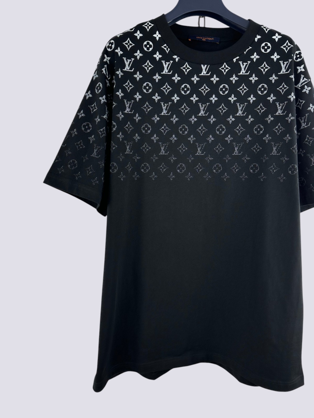 Louis Vuitton LV Monogram Logo Gradient Cotton Crewneck T-Shirt Black Size M