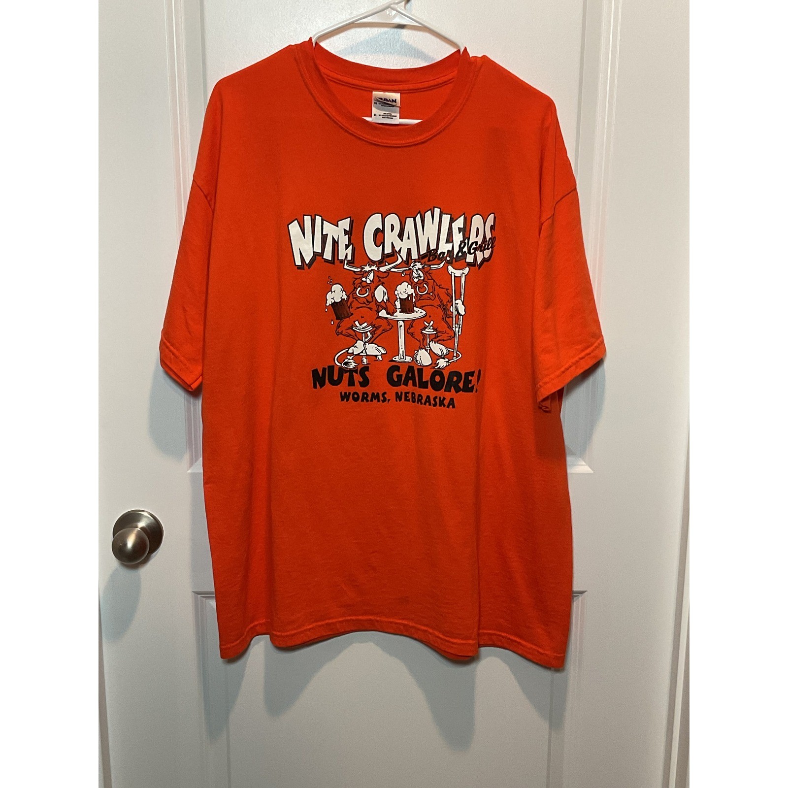 Gildan DryBlend Orange Nite Crawlers Worms Nebraska Graphic T Shirt Mens XL