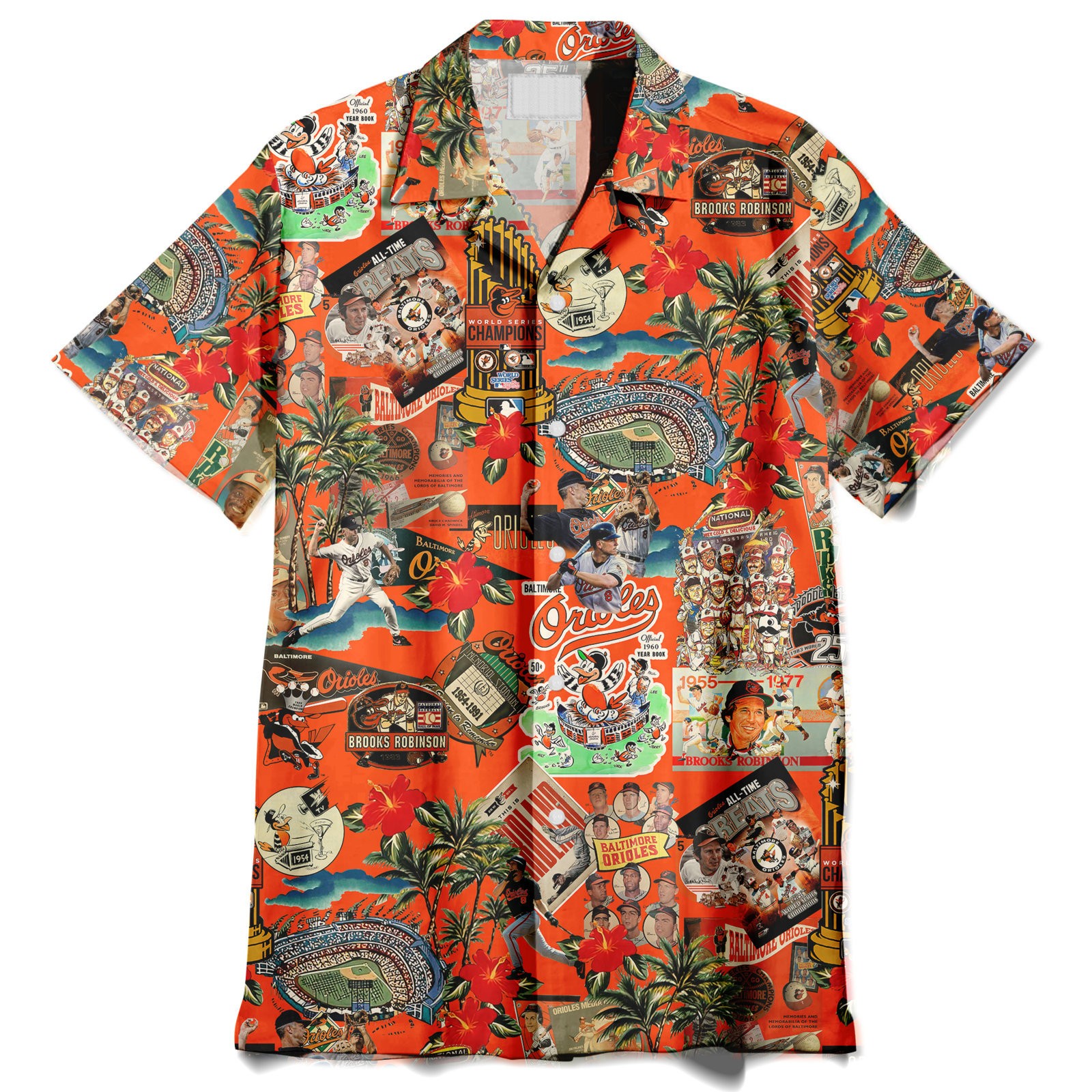 Baltimore Orioles Palm Trees Pennants And Baseball Glory Unisex Hawaiian Shirt