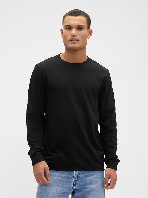 NWT GAP Everyday Soft Long-Sleeve Tee Shirt T-Shirt 100% cotton Black Men M L