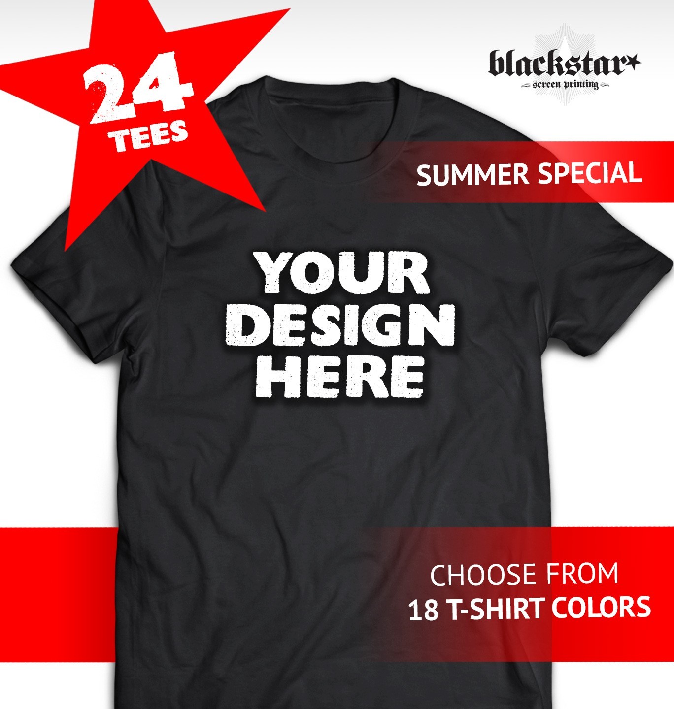 SUMMER SPECIAL! GILDAN 24 LIGHTWEIGHT T-SHIRTS CUSTOM SCREEN PRINTING 1-COLOR