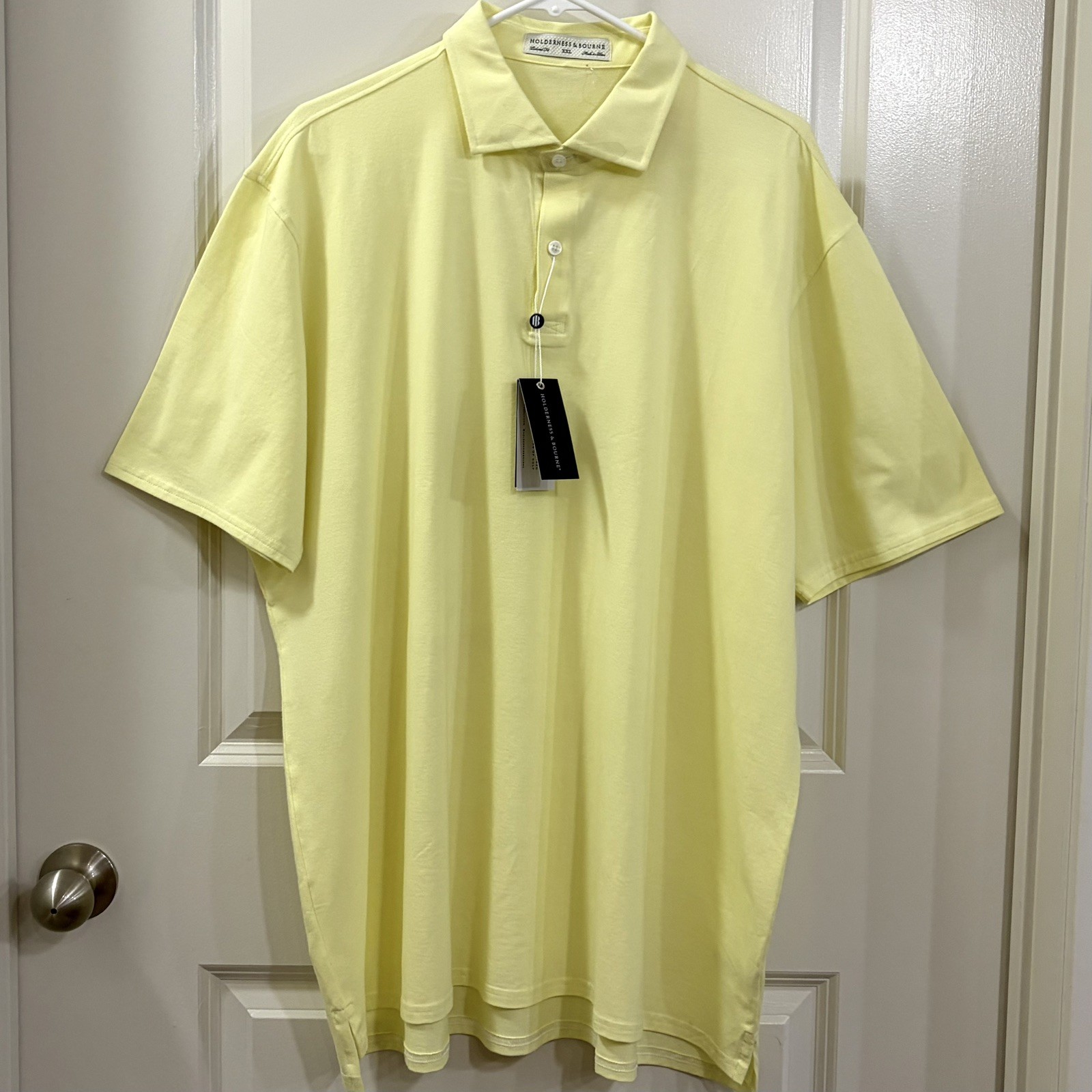 Holderness & Bourne The Hunter Polo Citron & White Golf Shirt Mens XXL NWT Soft