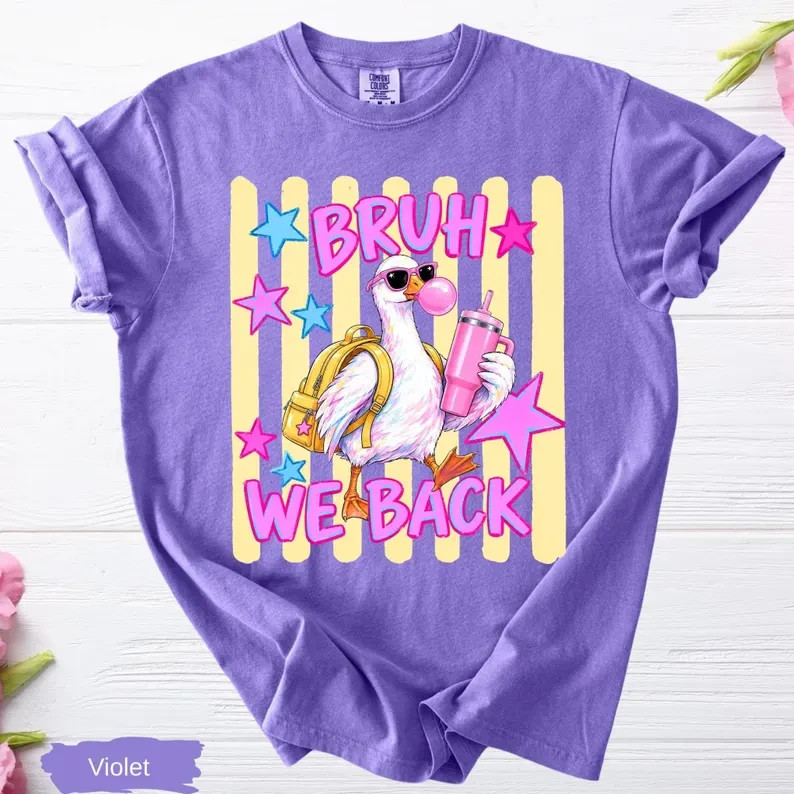 Funny Goose Bruh We Back Shirt Retro Preppy Back To School Student Graphic Tee
