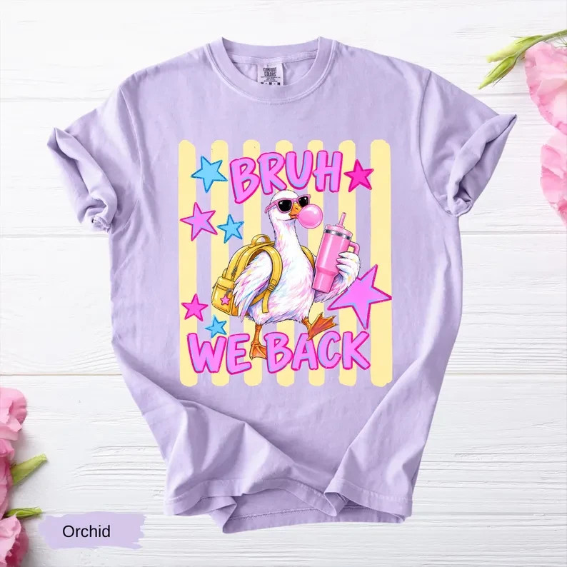Funny Goose Bruh We Back Shirt Retro Preppy Back To School Student Graphic Tee
