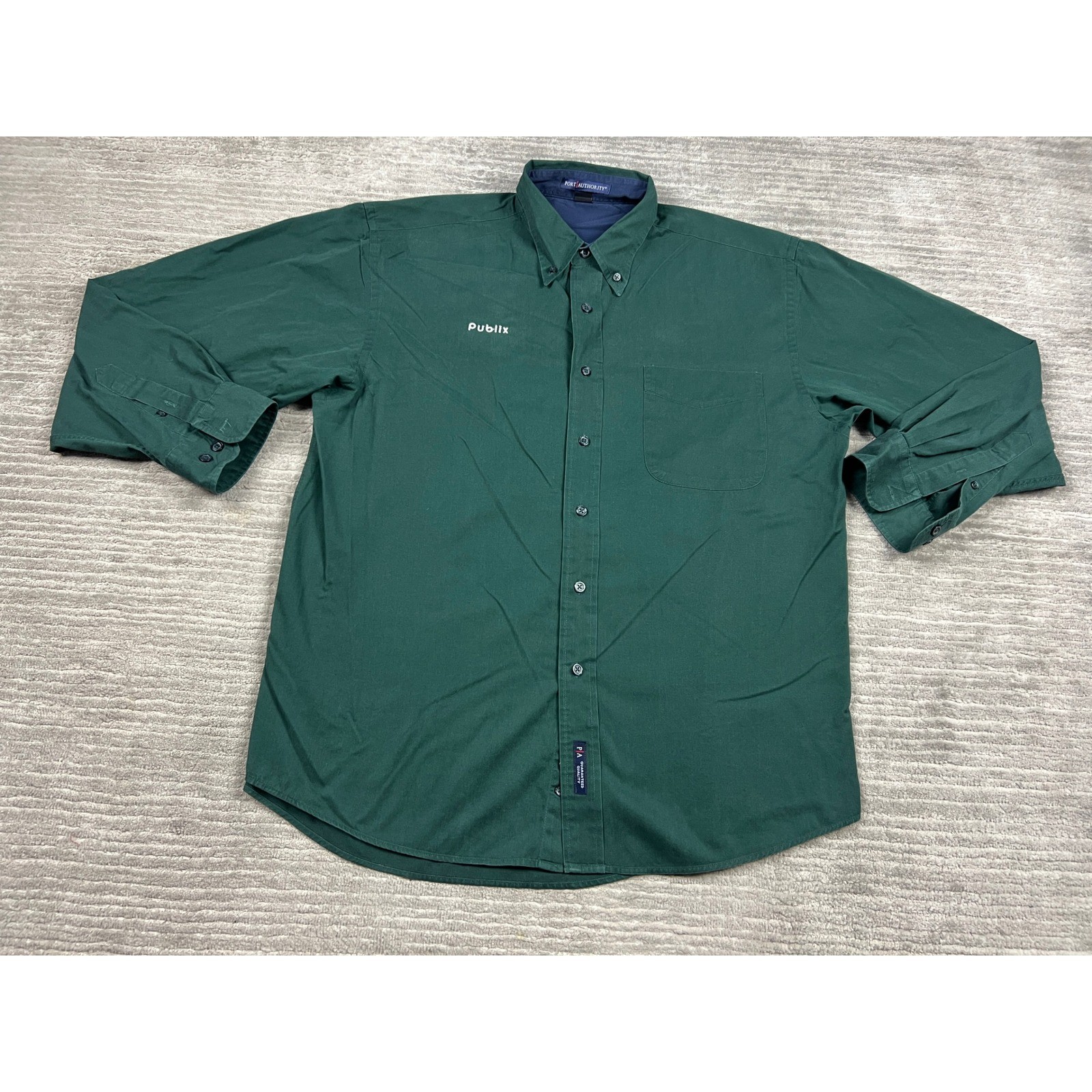 Port Authority Button Down Mens Large Green Publix Embroidered Workwear Shirt