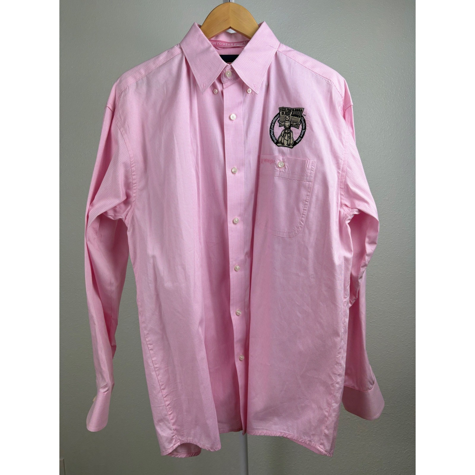 Wrangler Mens Pink Gingham Tough Enough to Wear Pink Rodeo Shirt Large Colorado
